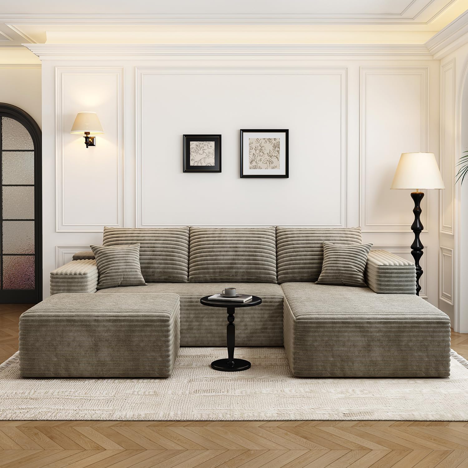 107.5" Cloud Modular Sectional Sofa Couch with L-Shape Chaise,Modern Minimalist Upholstered Couches