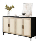 JASIWAY Buffet Cabinet with Storage 48" Rattan Sideboard Adjustable Shelves Modern Coffee Bar