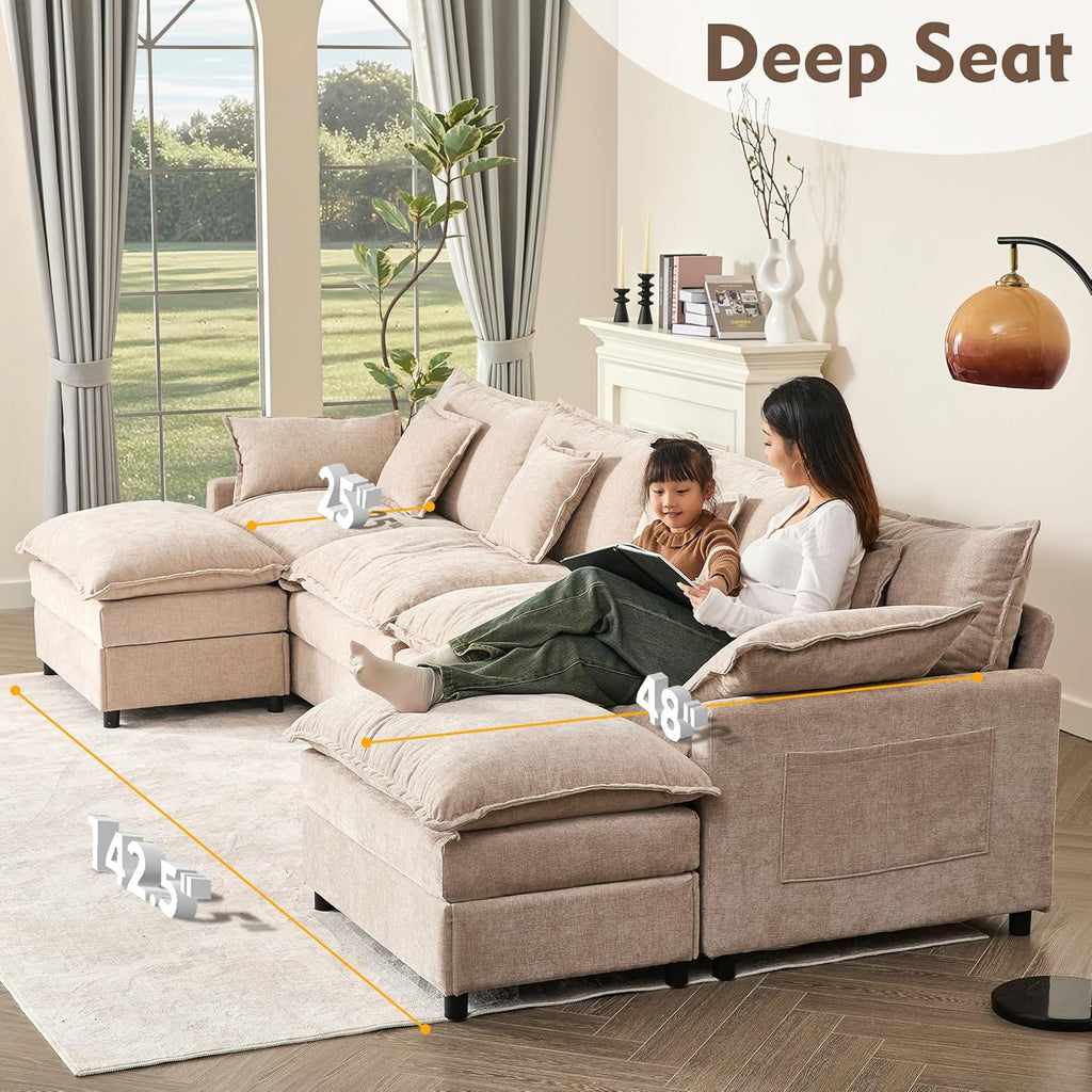 108" U-shaped sofa modular sofa three-seater comfortable cloud sofa